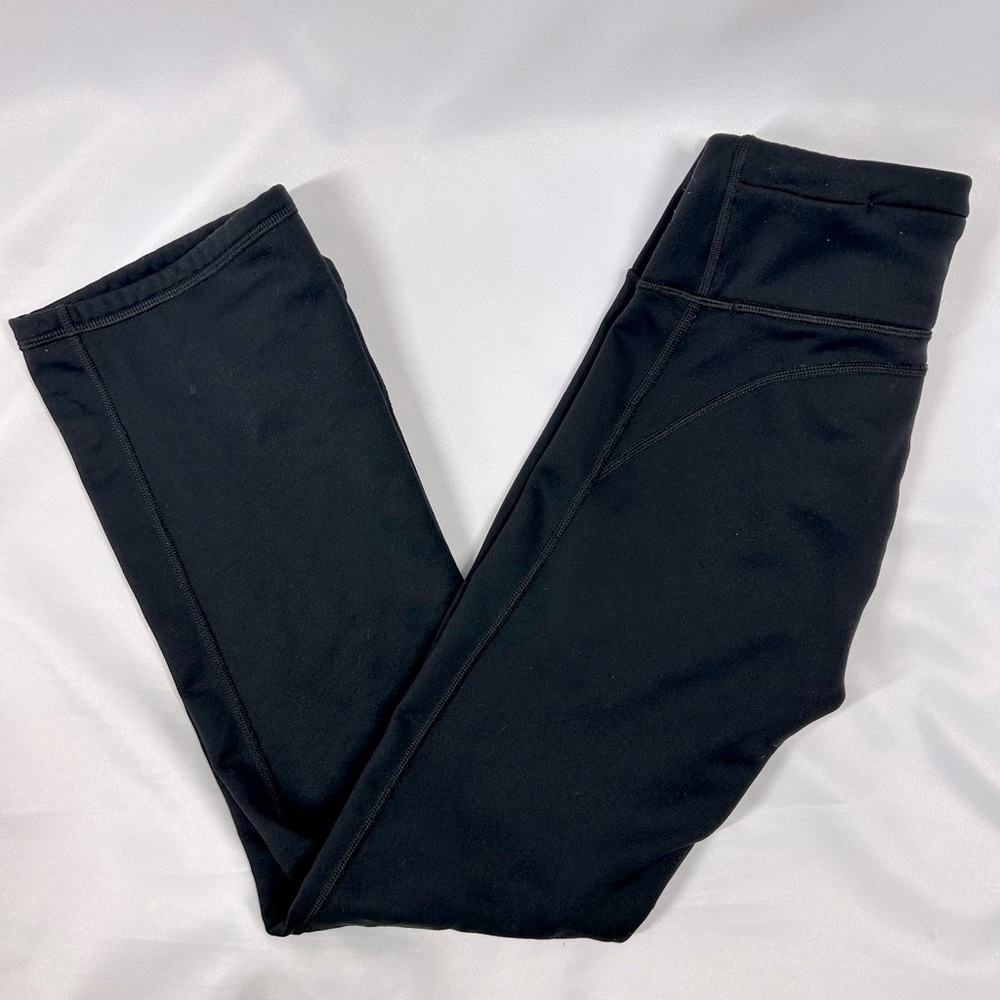 Athleta Yoga Pants Straight Leg Flare Black Zip Pocket Size Small Petite